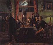 Johann Erdmann Hummel The Chess Game oil